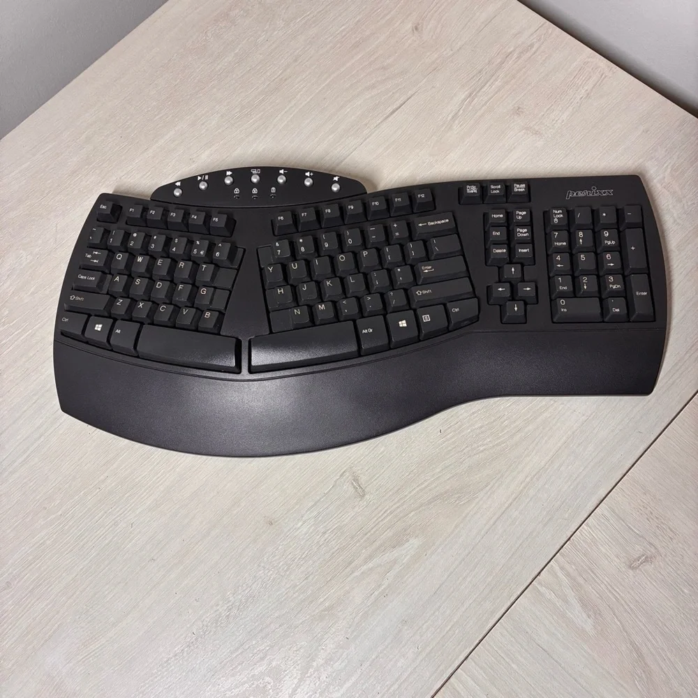Perixx Ergonomic Office Wireless Split Keyboard Work From Home Desk Setup